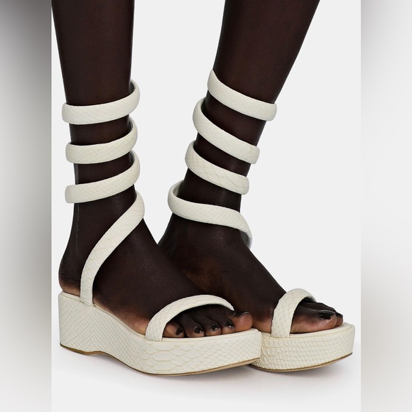 Cult Gaia Gabi snake embossed leather wrap sandals - Picture 1 of 9